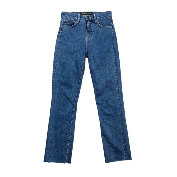 Veronica Beard Jeans Womens 25 Denim Ryleigh Slim Straight High Rise Cut Off Hem - Picture 1 of 13